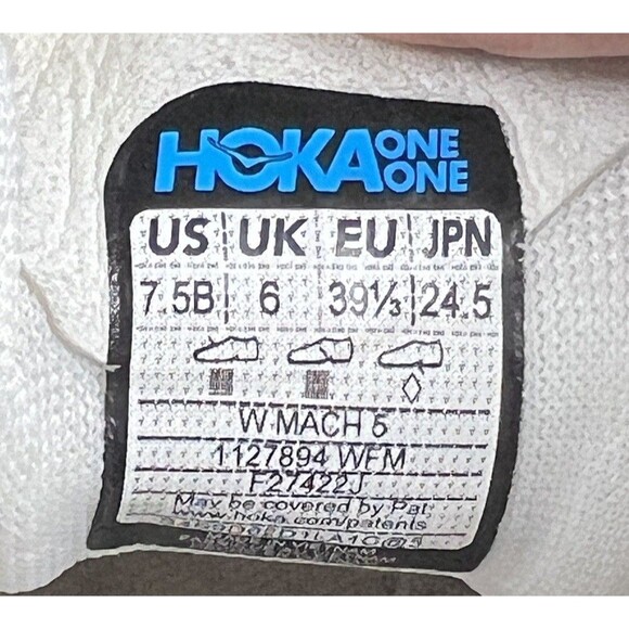 Hoka One One Mach 5 “White/Fire Red” Sz 7.5 WMNS Walking Comfort (1127893-WFM) - Picture 7 of 7